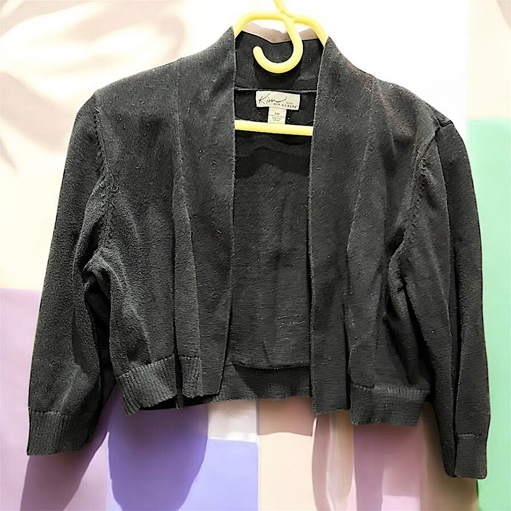 Kim rogers Black Open Front Jacket petite MEDIUM